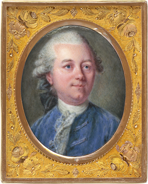 Lot 6310, Auction  125, Pasquier, Pierre - zugeschrieben, Miniatur Portrait eines jungen Mannes mit gepuderter Perücke, in blauer Jacke