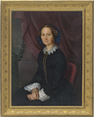 Lot 6314, Auction  125, Reich, F., Miniatur Portrait einer sitzenden Frau vor Säule und violettem Vorhang