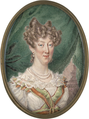 Lot 6322, Auction  125, Sieurac, François-Joseph-Justin, Miniatur Portrait der Duquesa de San Fernando vor grünem Vorhang
