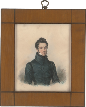 Lot 6324, Auction  125, Blaize, Candide, Miniatur Portrait eines jungen Mannes in nachtblauer Jacke mit schwarzer Halsbinde