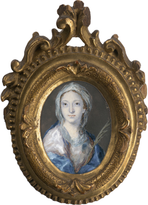 Lot 6330, Auction  125, Carriera, Rosalba - Werkstatt, Miniatur Portrait einer jungen Frau mit Blumen im gepuderten Haar