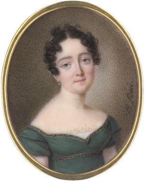 Lot 6382, Auction  125, Lami, G. E., Miniatur Portrait einer schwarzhaarigen jungen Frau in grünem Kleid