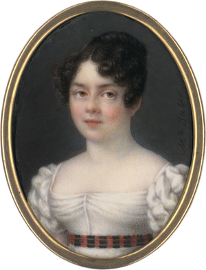 Lot 6385, Auction  125, Jaser, Marie-Marguerite-Françoise, Miniatur Portrait einer jungen Frau in weißem Kleid mit buntem Gürtelband