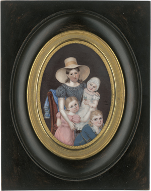 Lot 6408, Auction  125, Chapon, Hippolyte, Miniatur Portrait: Gruppe von 4 Kindern: 2 Mädchen, 1 kleiner Bub, 1 Baby