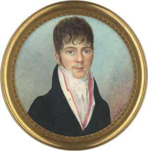 Lot 6421, Auction  125, Gabriel, 1814. Miniatur Portrait eines jungen Mannes mit Ohrring, in schwrzer Jacke