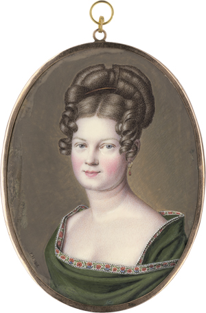 Lot 6431, Auction  125, Heusinger, Johann, Miniatur Portrait einer jungen Frau mit grünem Schal