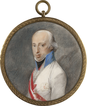 Lot 6436, Auction  125, Walch, Johann, Miniatur Portrait des Erzherzogs Karl von Österreich in weißer Uniform