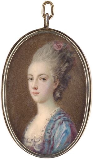 Lot 6443, Auction  125, Füger, Heinrich Friedrich - Umkreis, Miniatur Portrait eines Mädchens in hellblauem Seidenkleid