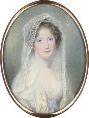 Lot 6445, Auction  125, Vieth von Golßenau, Friedrich Ludwig, Miniatur Portrait einer jungen Frau mit weißem Spitzenschleier