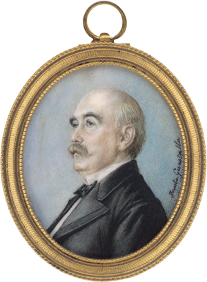Lot 6450, Auction  125, Guastalla, Fausta, Miniatur Portrait des Bankiers Konsul Eugen Gutmann mit Schnurbart