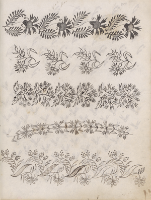 Lot 6544, Auction  125, Englisch, 1. Hälfte 19.Jh. Musterbuch mit Entwürfen für Stickereien