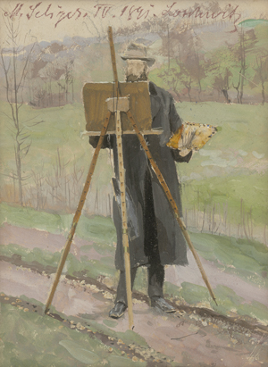 Lot 6887, Auction  125, Seliger, Max, Selbstbildnis an der Staffelei beim Pleinairmalen in Desden Loschwitz