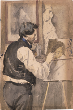Lot 6897, Auction  125, Französisch, 1858. Selbstbildnis eines Künstlers mit verschränkten Armen; Selbstbildnis an der Staffelei