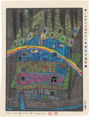 Lot 7317, Auction  125, Hundertwasser, Friedensreich, Fluss unter Dach