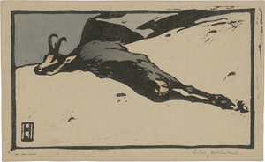 Lot 8068, Auction  125, Hohlwein, Ludwig, Tote Gams auf verschneiter Anhöhe