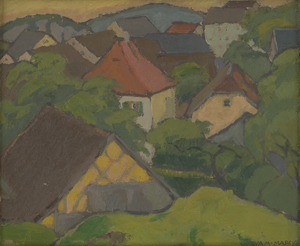 Lot 8124, Auction  125, Marcus, Eva Maria, Landschaft mit Häusern