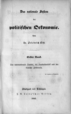 Lot 500, Auction  126, List, Friedrich, Das nationale System der politischen Oekonomie, Band I