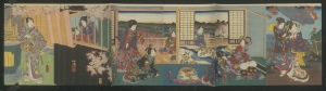 Los 653 - Ukiyo-e Leporello und Kunisada, Utagawa - Album mit 37 Ukiyo-e Farbholzschnitten in 23 Trypticha bzw. Dypticha - 11 - thumb