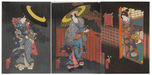 Lot 653, Auction  126, Ukiyo-e Leporello und Kunisada, Utagawa, Album mit 37 Ukiyo-e Farbholzschnitten in 23 Trypticha bzw. Dypticha
