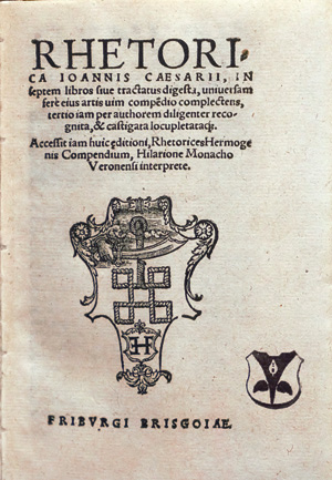 Lot 1116, Auction  126, Caesarius, Johannes, Rhetorica in septem libros sive tractatus digesta