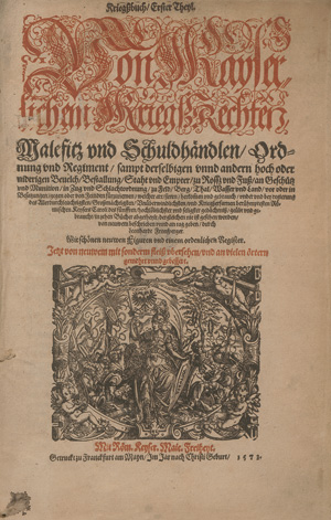 Lot 1136, Auction  126, Fronsperger, Leonhardt, Von Kayserlichem Kriegßrechten