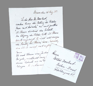 Lot 2613, Auction  126, Kirchner, Ernst Ludwig, Brief an Dr. Bosshart in Riehen-Basel. 1935