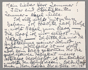 Lot 2622, Auction  126, Zille, Heinrich, Briefkarte an Konrad Lemmer. 1927