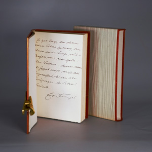 Lot 3222, Auction  126, Jünger, Ernst, Sturm. OMaroquinband. Olten 1963. - Mit eigenh. Textzitat von E. J. - 55 Exemplare