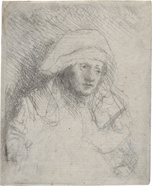 Lot 5209, Auction  126, Rembrandt Harmensz. van Rijn, Kranke Frau mit großem Kopftuch
