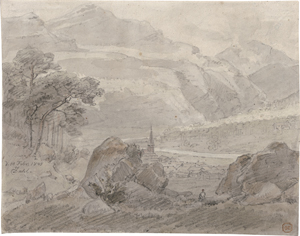 Lot 6642, Auction  126, Dahl, Johann Christian Clausen, Norwegische Gebirgslandschaft mit Dorf
