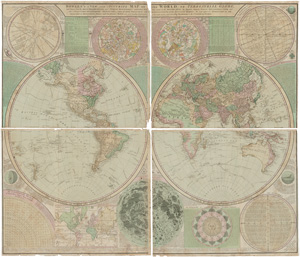 Bowles, Henry Carington, New Four-sheet-Map Atlas of the World displayed