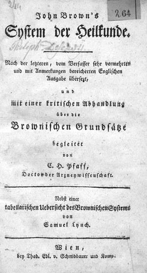 Lot 305, Auction  127, Brown, John, System der Heilkunde