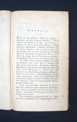 Los 318 - Ramazzini, Bernardino - Die Krankheiten der Künstler und Handwerker und die Mittel sich vor denselben zu schützen - 2 - thumb