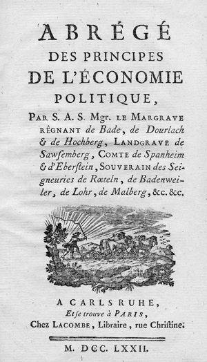Lot 527, Auction  127, Karl Friedrich, Markgraf von Baden, Abregé des principes de l'économie politique