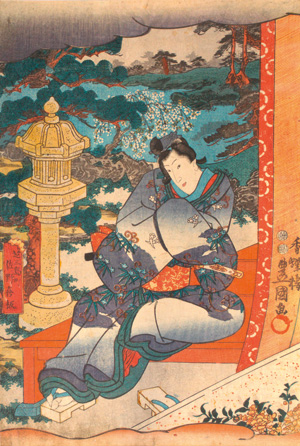 Los 634 - Kunisada, Utagawa - Holzschnitt der Serie "Nise Murasaki Inaka Genji". Triptychon - 2 - thumb