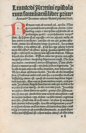 Los 1069 - Bruni, Leonardo - Epistolarum familiarium libri IX. Hrsg. Johannes Honorius de Cubito. - 0 - thumb