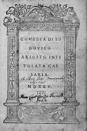 Lot 1073, Auction  127, Ariosto, Lodovico, Comedia intitolata Cassaria