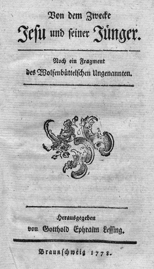 Lot 2110, Auction  127, Lessing, Gotthold Ephraim, Von dem Zwecke Jesu und seiner Jünger