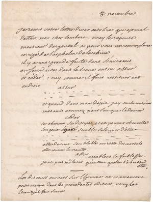 Lot 2547, Auction  127, Voltaire, Fr.-M. Arouet, gen., Brief an den Buchhändler Lambert über mehrere seiner Werke. Wohl um 1770