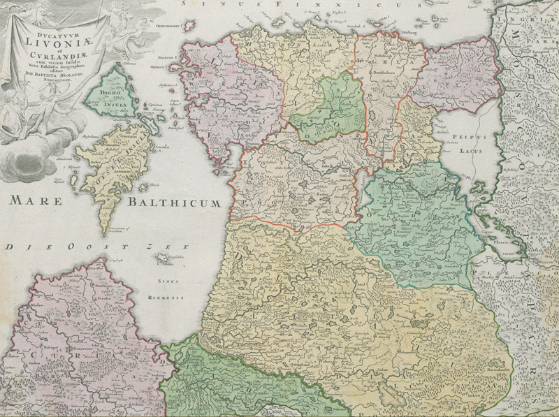 Lot 145, Auction 127, Homann, Johann Baptist, Ducatuum Livoniae et Curlandiae cum vicinis insulis. Kupferstichkarte