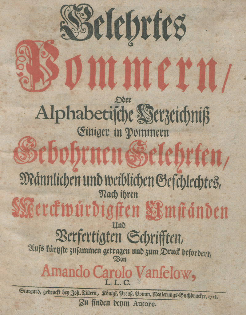 Lot 197, Auction 127, Vanselow, Amandus Karl, Gelehrtes Pommern