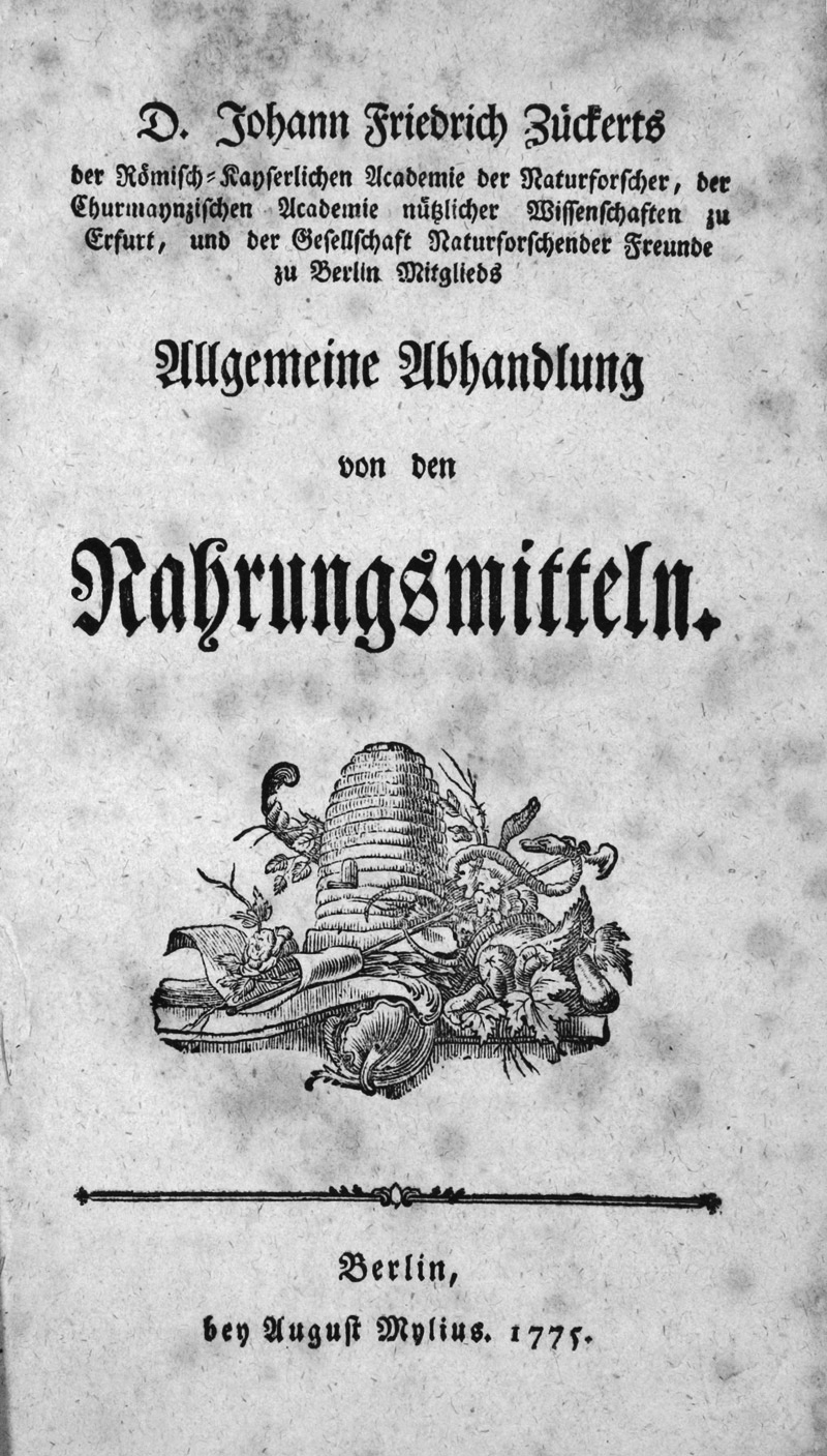 Lot 401, Auction 127, Zückert, Johann Friedrich, Allgemeine Abhandlung von den Nahrungsmitteln, von den Speisen aus dem Thierreich, von den Speisen aus dem Pflanzenreich
