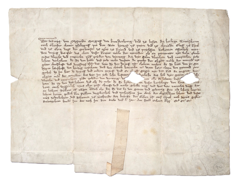 Lot 1005, Auction  127, Ludwig von Brandenburg, Urkunde des Markgraphen. Deutsche Handschrift auf Pergament