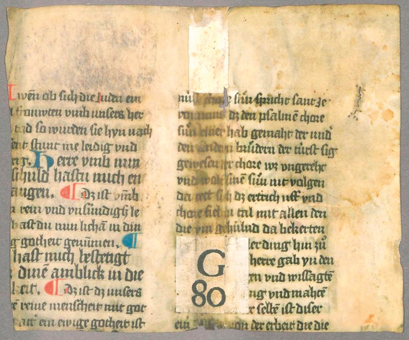 Lot 1010, Auction 127, Spätmittelhochdeutsche Pergamenthandschrift, einer spätmittelhochdeutschen Pergamenthandschrift mit Auszeichnungen in Rot und Blau,