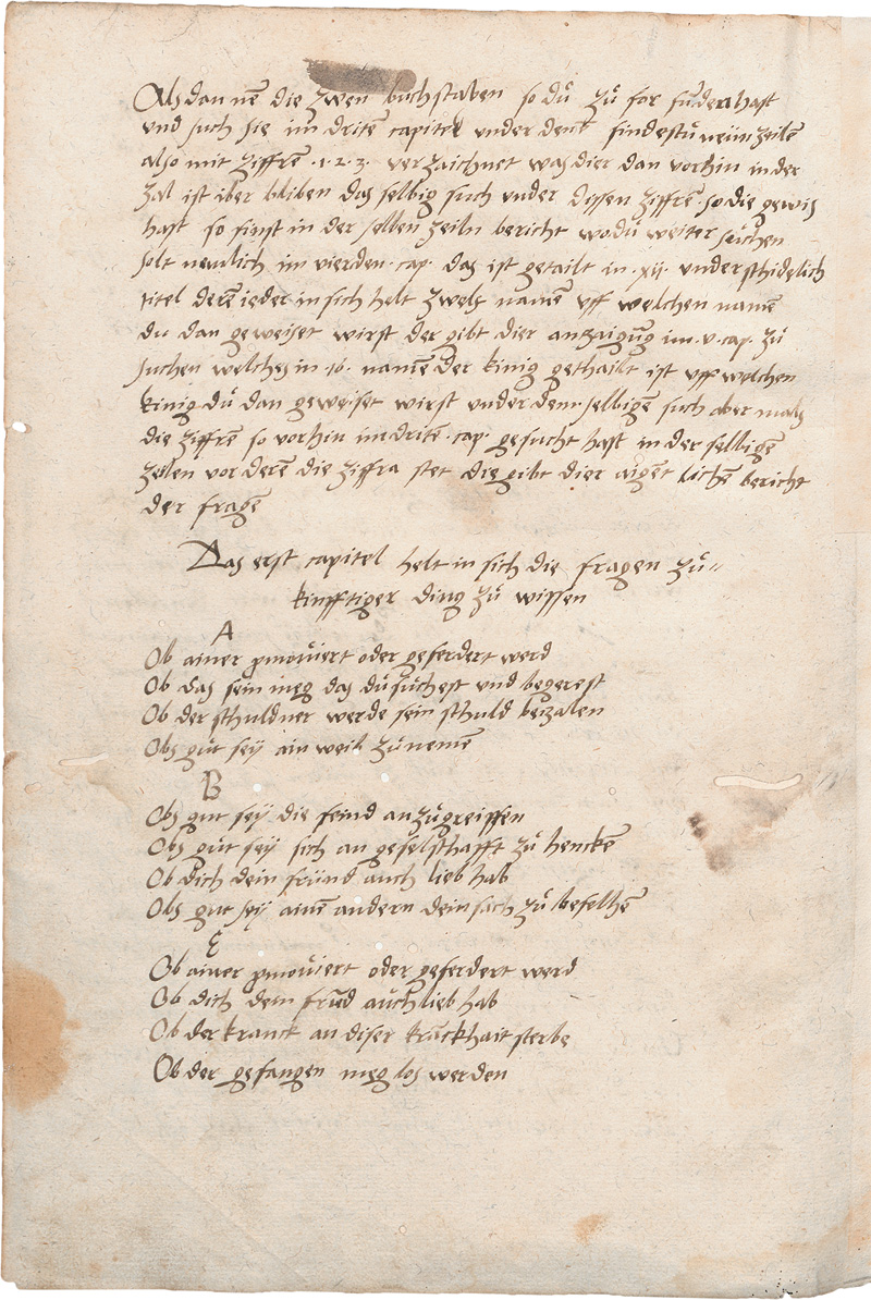 Lot 1025, Auction 127, Geomantia, Eyn kunst des warsagens. Deutsche Handschrift auf Papier. Süddeutschland, frühe Mitte des 16. Jahrhundert