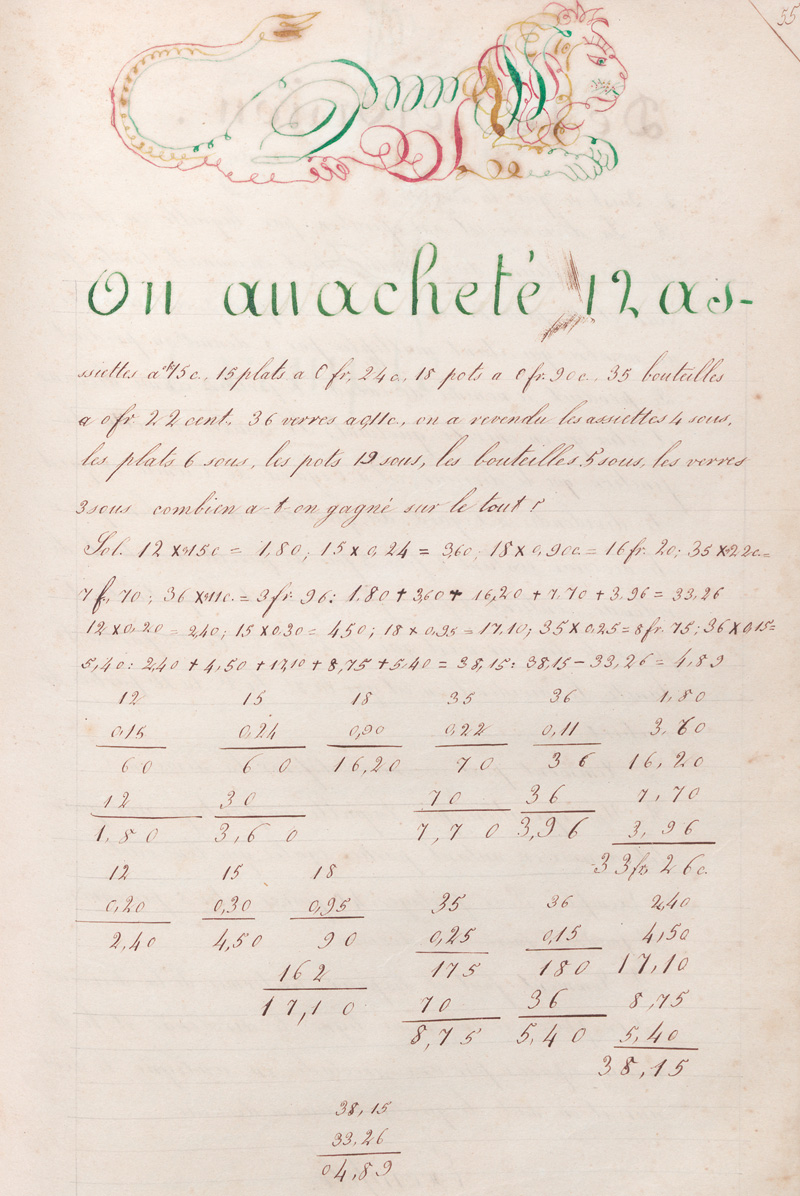 Lot 1050, Auction  127, Chasles, Julien, Arithmetik. Französische Handschrift auf Papier