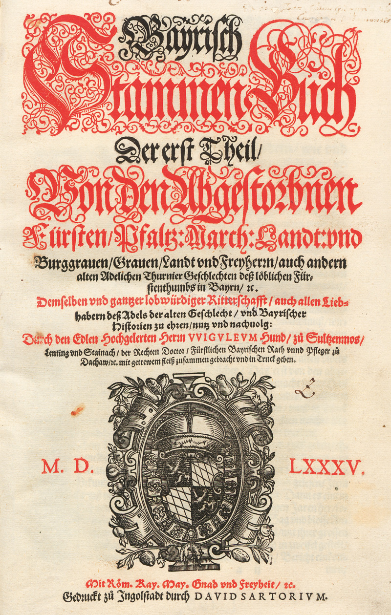 Lot 1135, Auction 127, Hundt zu Sulzenmos, Wiguleus, Bayrisch StammenBuch