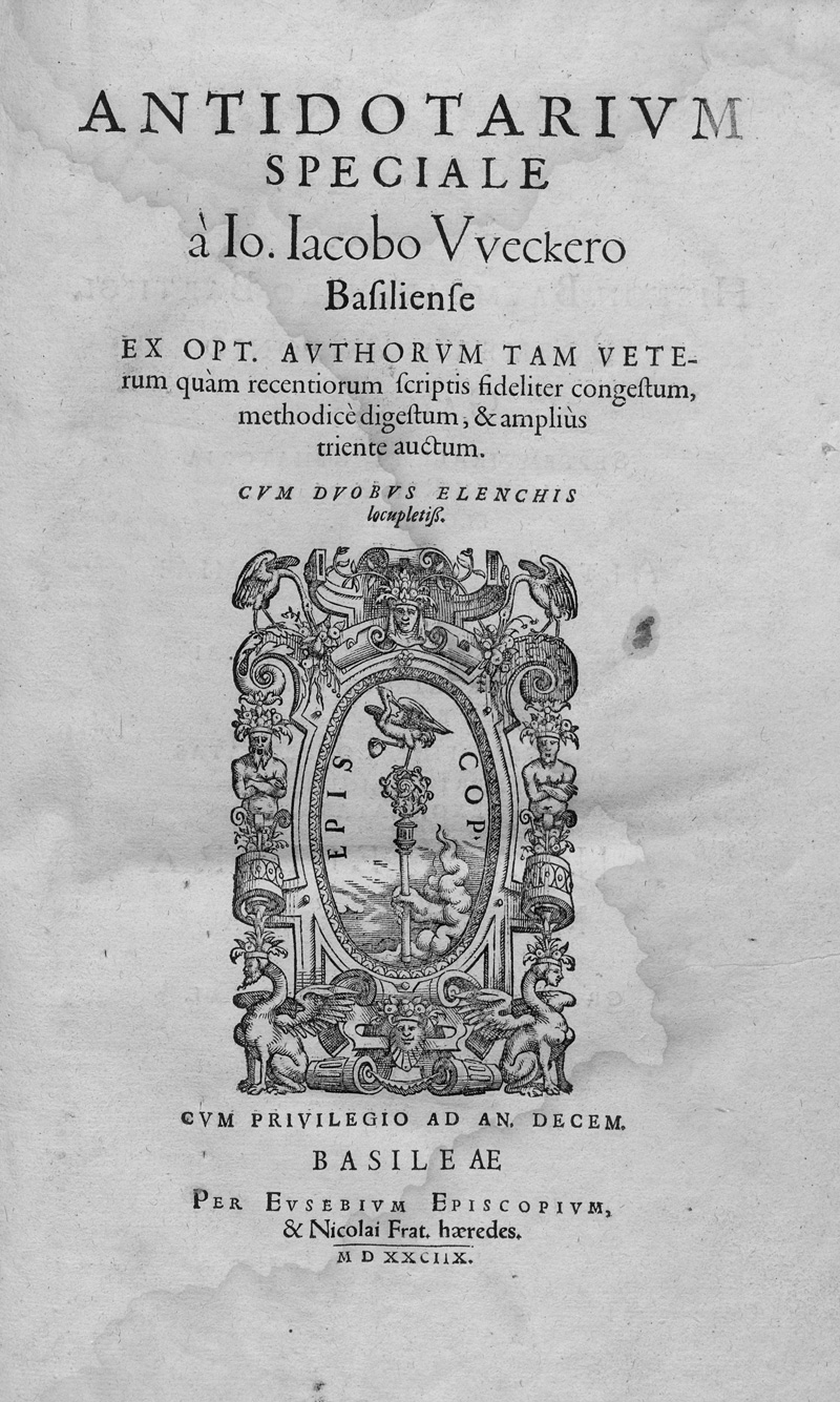 Lot 1213, Auction 127, Wecker, Johann Jacob, Antidotarium Speciale