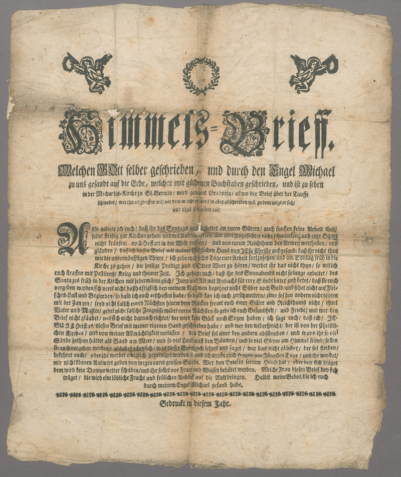 Lot 1251, Auction 127, Himmels-Brieff,, welchen Gott selber geschrieben