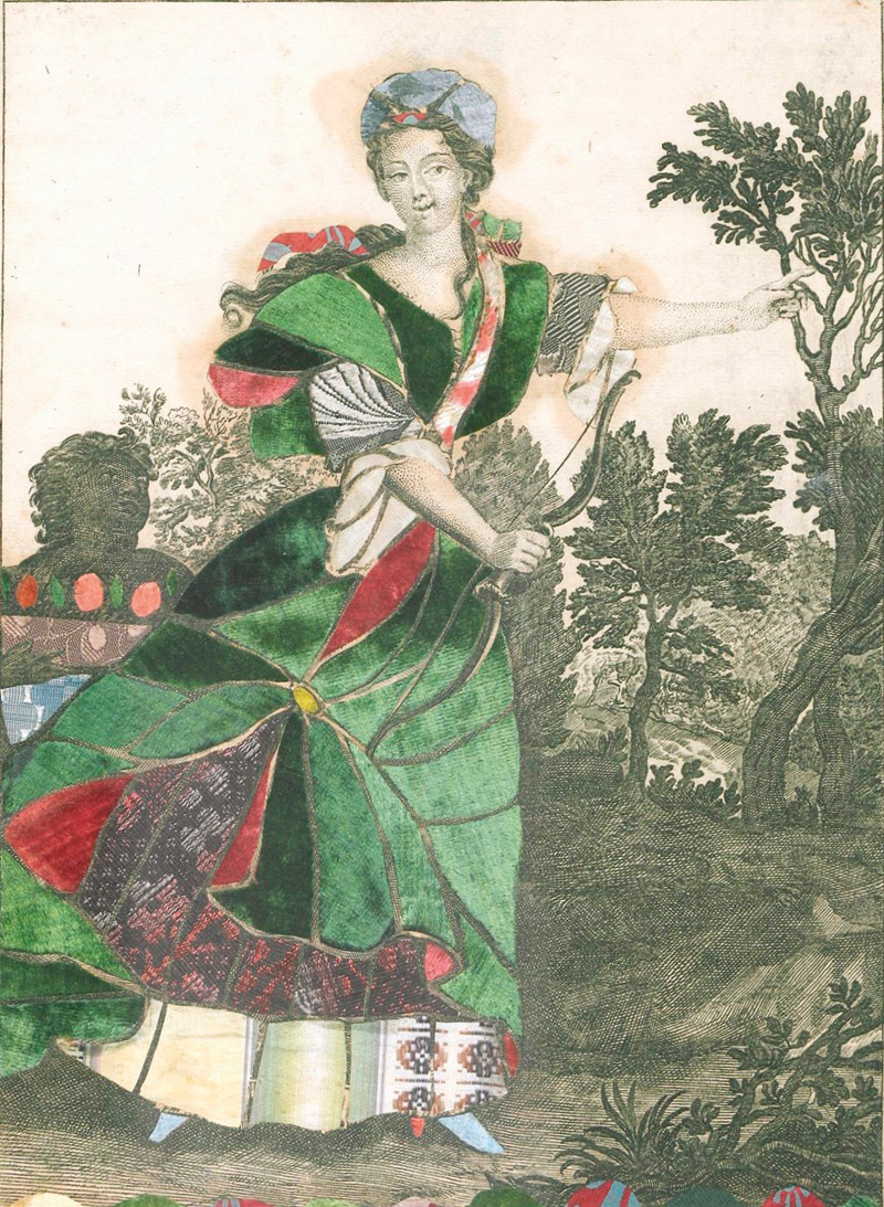 Lot 1300, Auction 127, Sommer und Herbst, 2 teils bestickte Kupferstiche auf Papier montiert